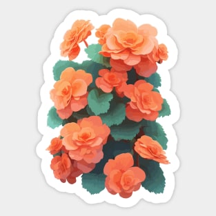 Orange Begonia Flowers Sticker